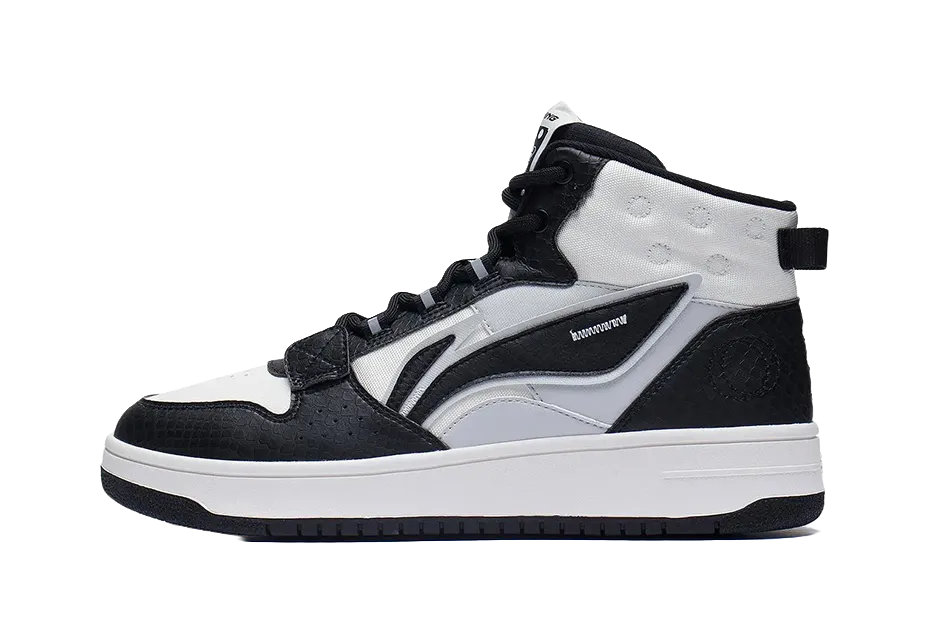 LiNing Mountain Plain Slip Resistant, Abrasion Resistant, Lightweight High top Skateboard Shoes Men's Black White Gray Best Luxury Casual Shoes