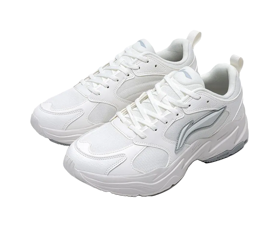 Golf Shoes Casual LiNing Pulse Shock Absorbers Slip Resistant Abrasion Resistant Low top Chunky Sneakers Men's Silver White