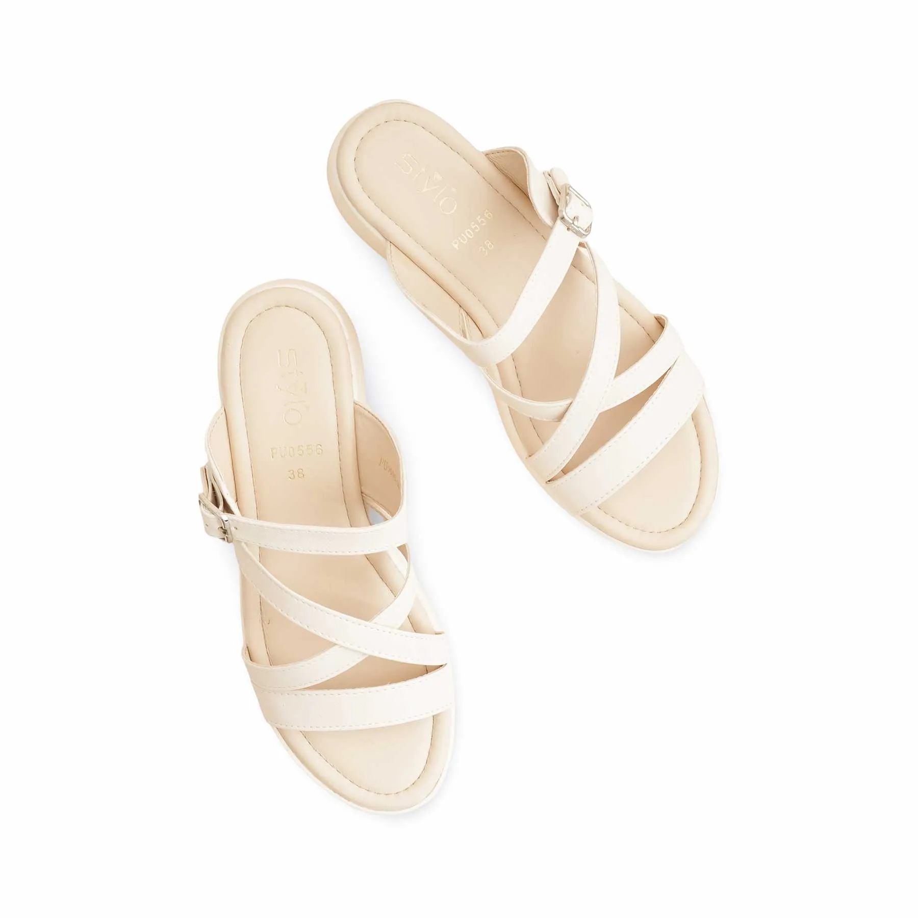 White Formal Slipper PU0556 Orange Slide