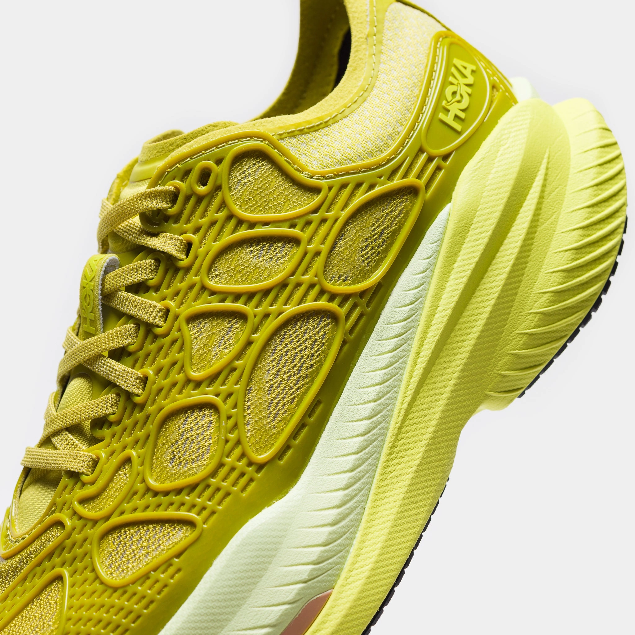 Weight Of Shoes Mach X Caged Sneaker in Pea Green/Hoka Citrus