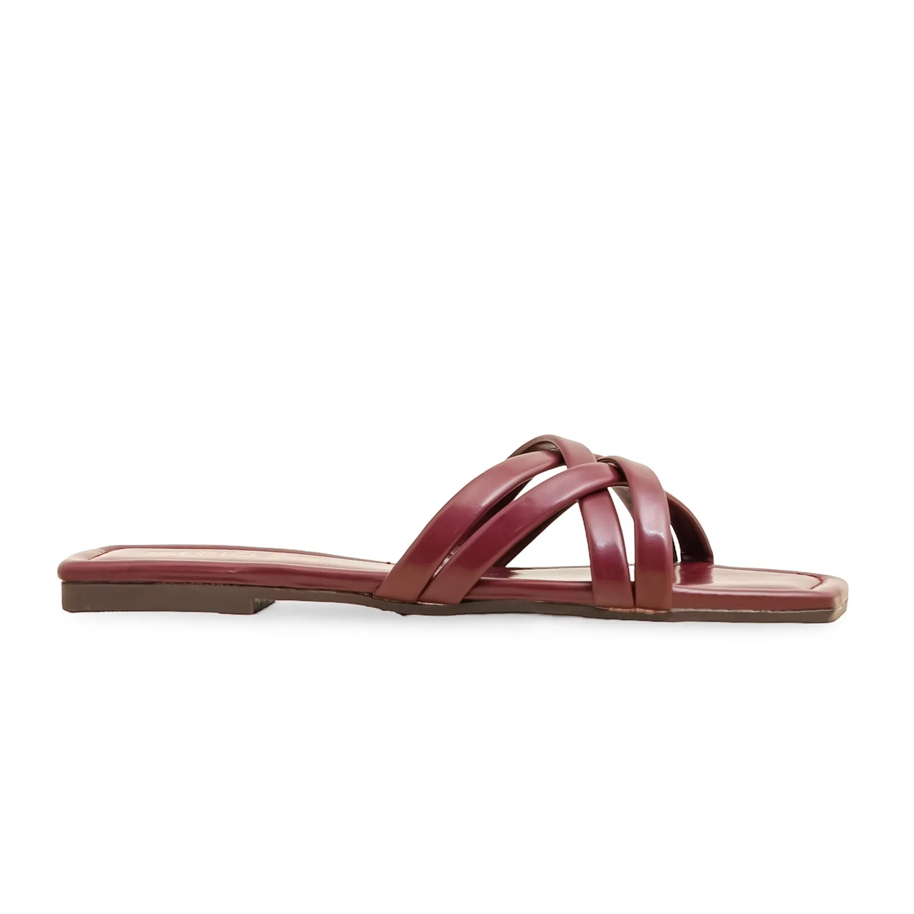 Maroon Casual Slipper CL2092 Platform Slippers With Strap