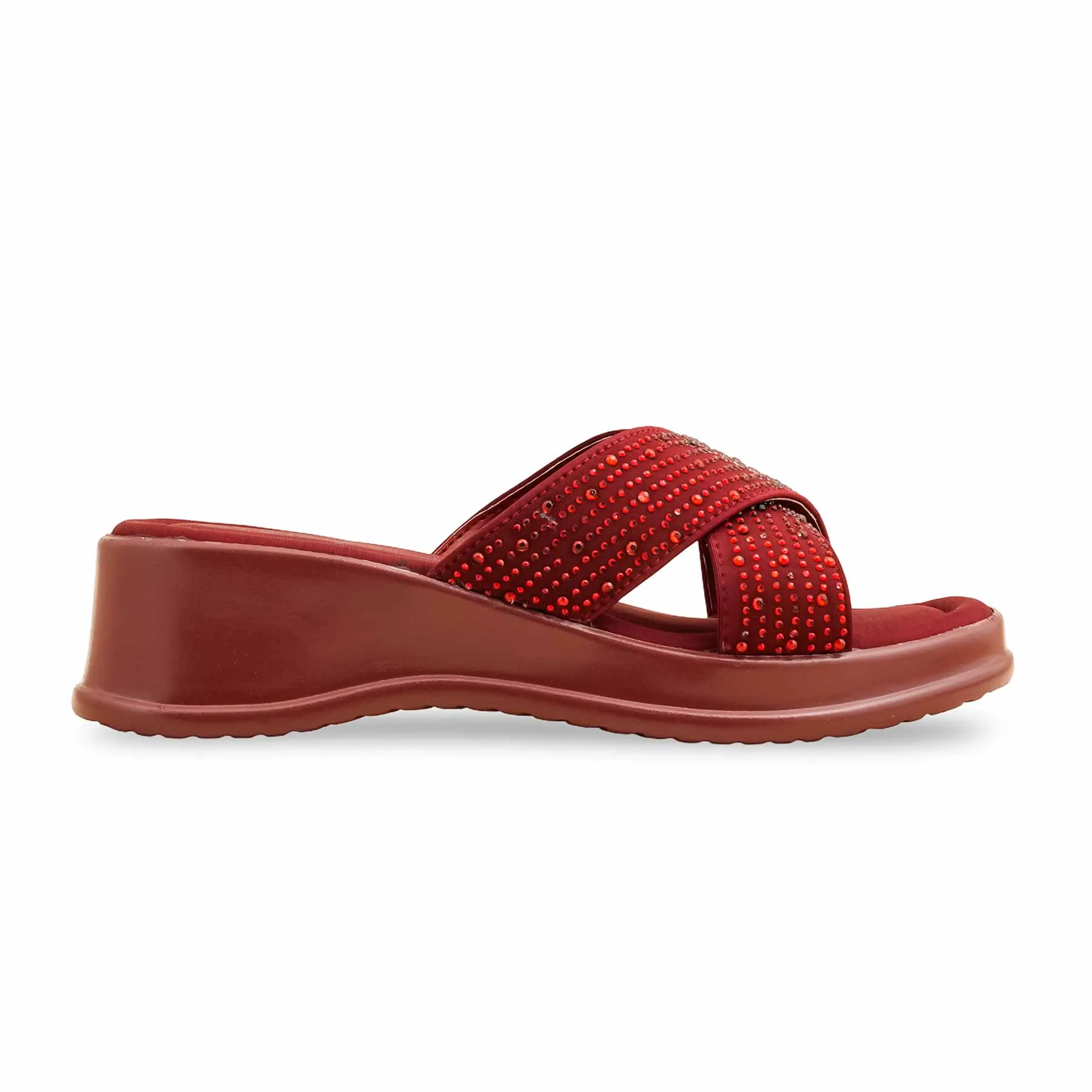 Maroon Formal Slipper PU0544 Ladies Slippers Size 6