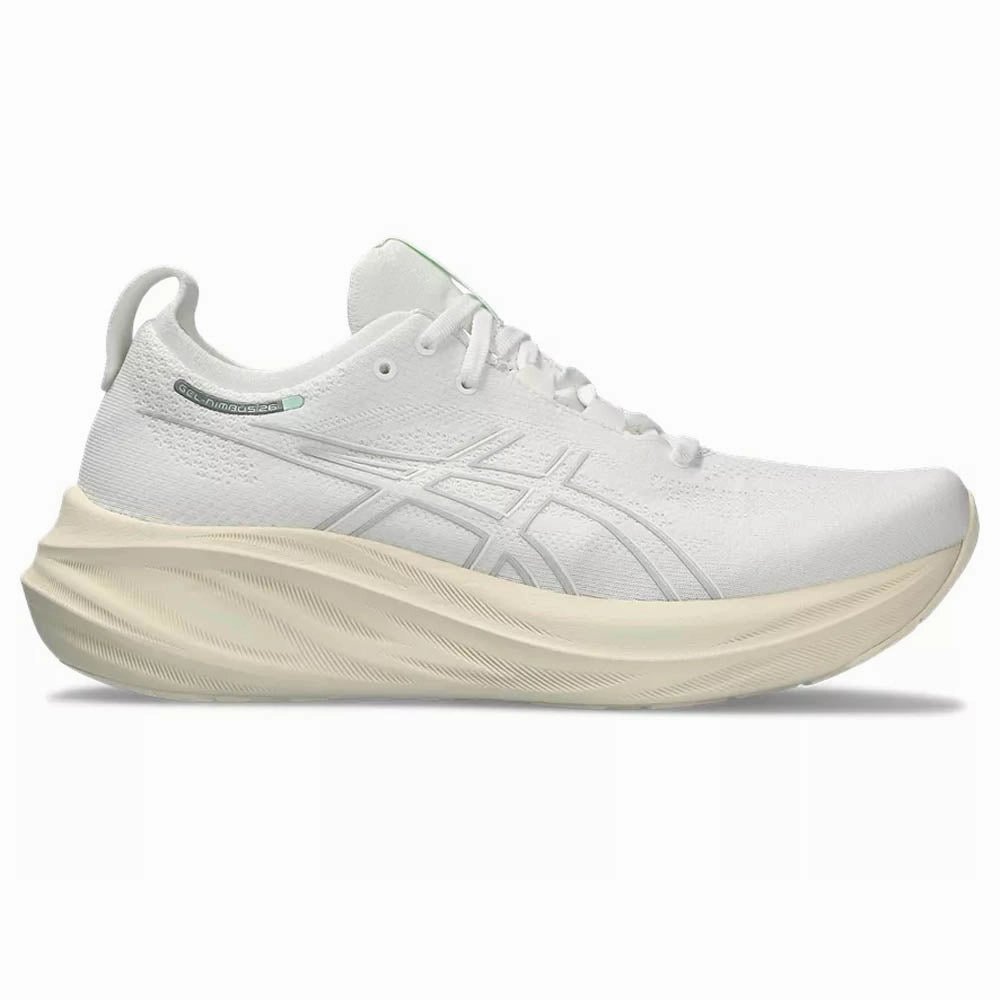 Men's Asics GEL-Nimbus 26, White/White, 9.5 D Medium Asics Shoes Midnight