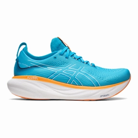 Asics Free Shoes Men's Asics Gel-Nimbus 25, Island Blue/Sun Peach, 7 4E Extra Wide