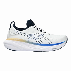 Men's Asics Gel-Nimbus 25, White/Illusion Blue, 10.5 D Medium Asics Shoes Marathon