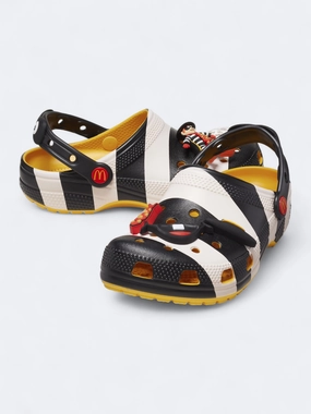 Men's Graphic Printed McDonalds Clogs Slippers,Black/White Hudson Bay Slippers