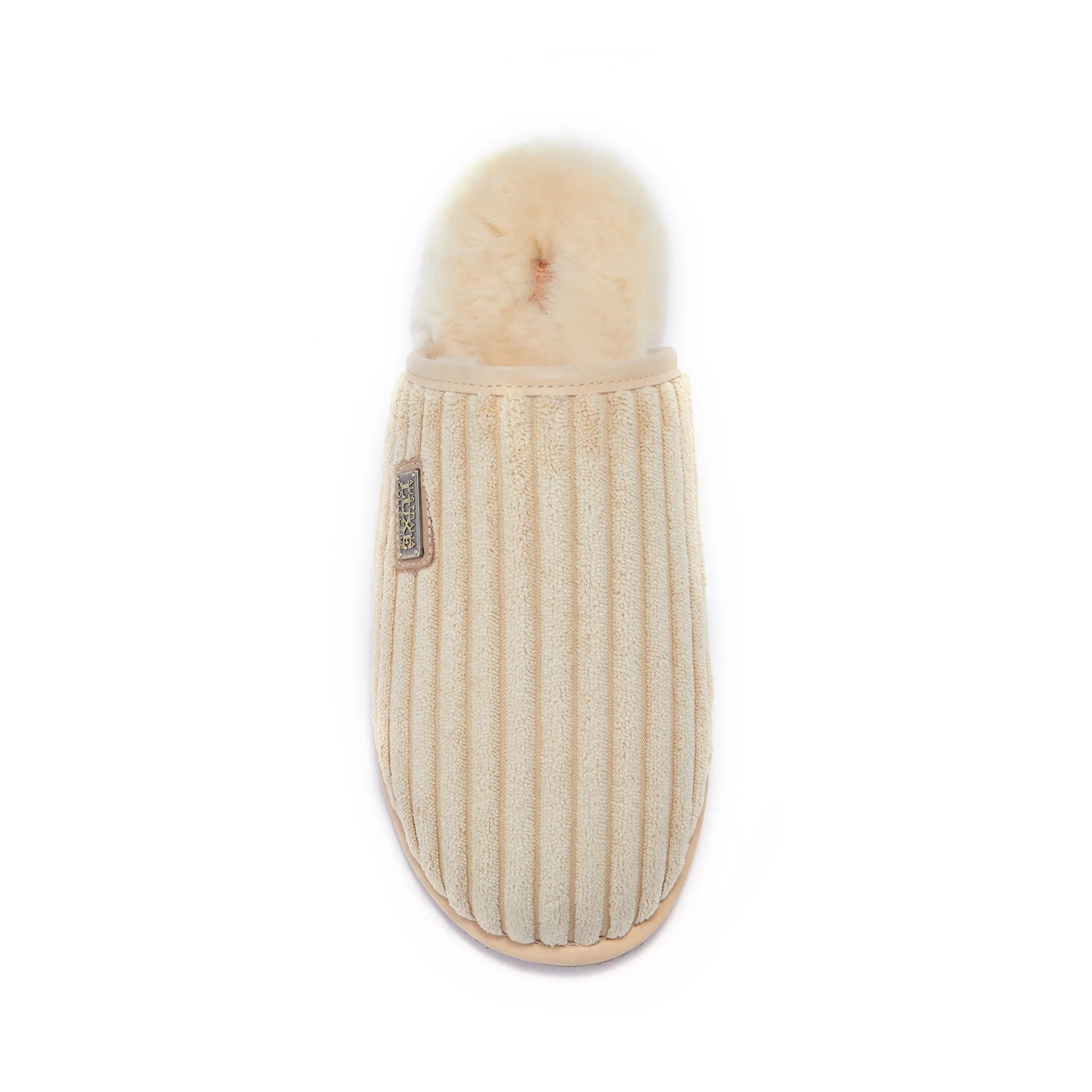 MENS CLOSED MULE CORD SAND Extra Wide House Slippers