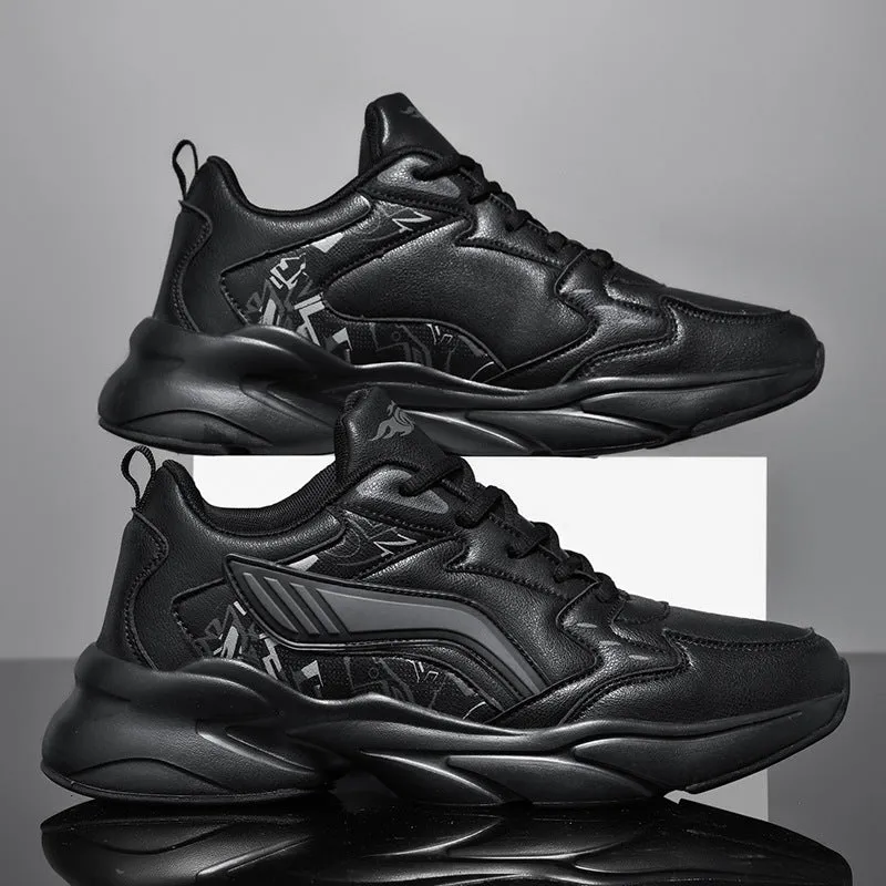 Men's Fashion Leather Casual Sneaker Waterproof Business Casual Shoes