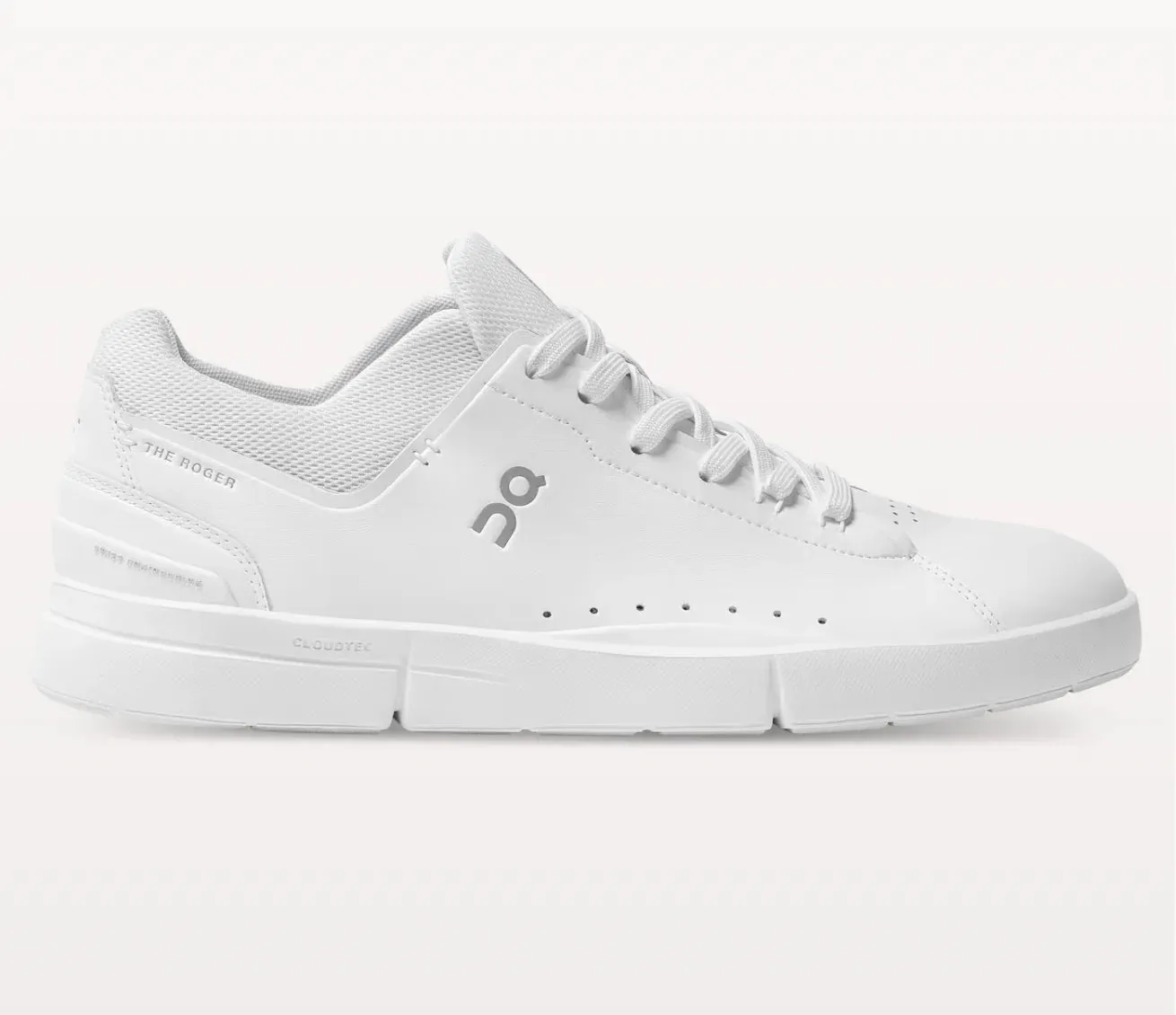 Men's - On THE ROGER Advantage - All White Casual Lace Up Leather Shoes