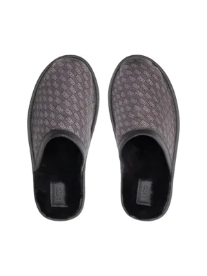 Men's Printed Slipper,Dark Grey Malbon Slides