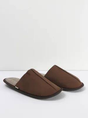 Men's Suede Fabric Plaid Slippers,Brown Padders Lydia Slippers