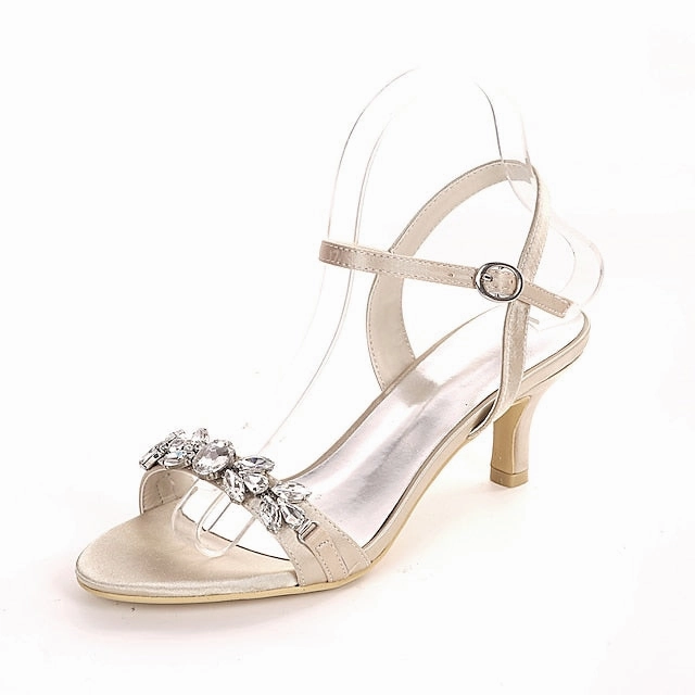 Sandals Silver Heeled Rhinestone Women's Elegant 