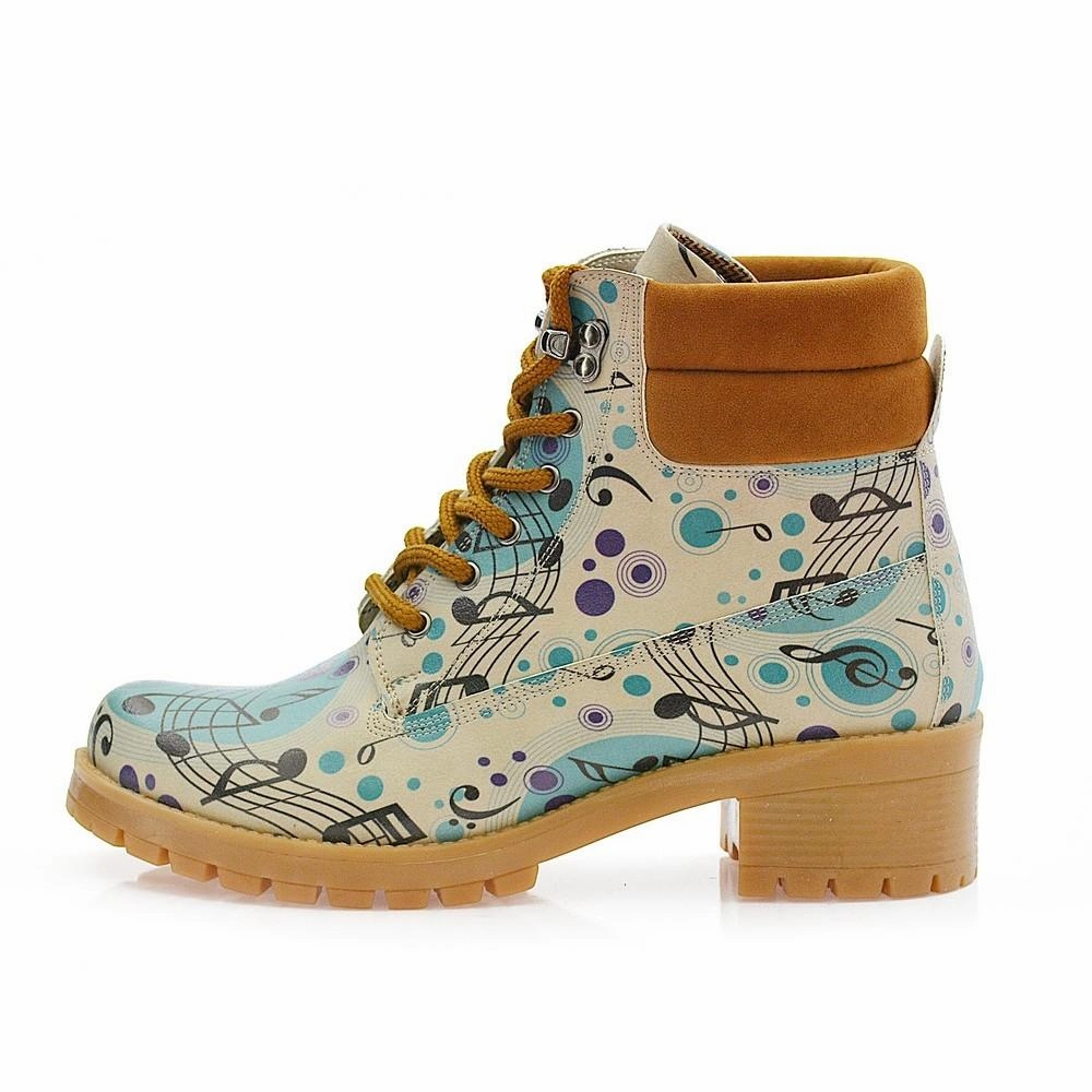 Music Notes Short Boots KAT106 Over The Knee Wedge Boots