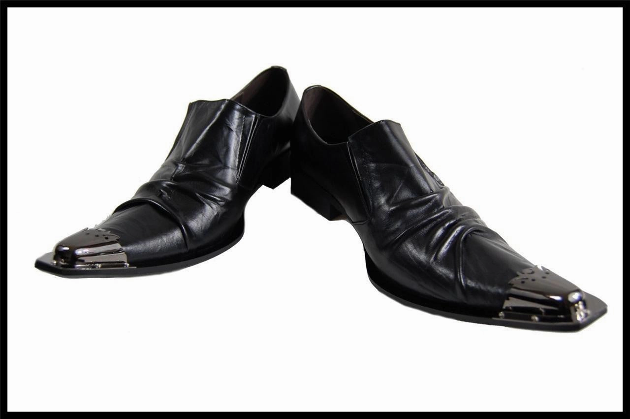 Kids New Balance New Arrivals!! Men's Fashion Fiesso Metal Toe Pointed Slip on Shoes FI 6207