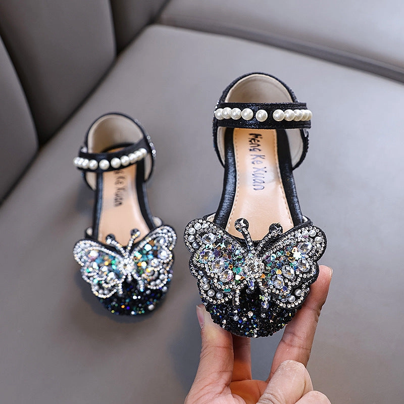 New Girls Princess Diamond Leather Shoes