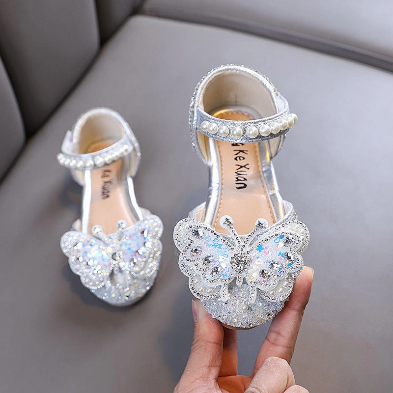 New Girls Princess Diamond Leather Shoes