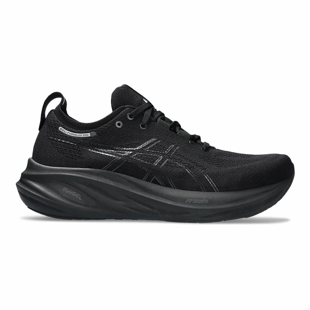 Men's Asics GEL-Nimbus 26, Black/Black, 10.5 D Medium Best Asics Running Shoes For Overweight