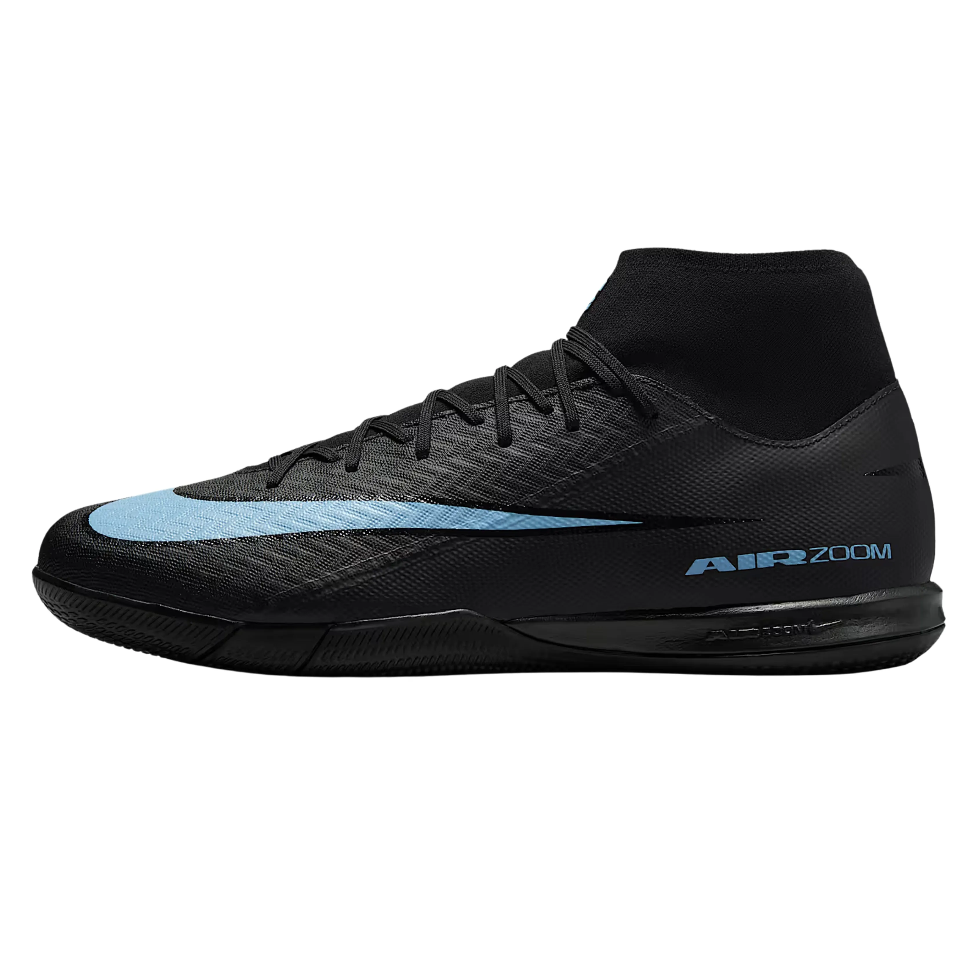 Nike Zoom Mercurial Superfly 10 Academy Indoor Soccer Shoes (Black/Ice Blue) Best Custom Soccer Cleats