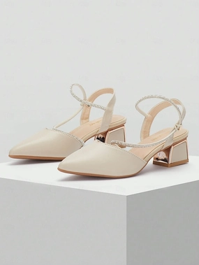 New Balance Outlet Livermore Toe with Slingback Women's Heels Rhinestone Pointed Elegant