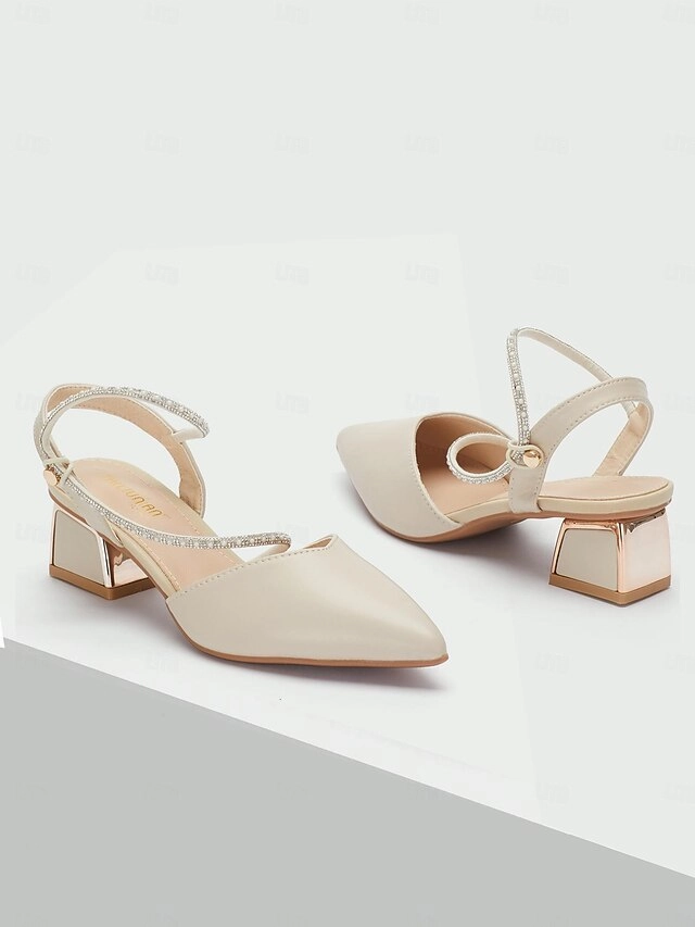 Mommy And Me New Balance Toe with Slingback Women's Heels Rhinestone Pointed Elegant