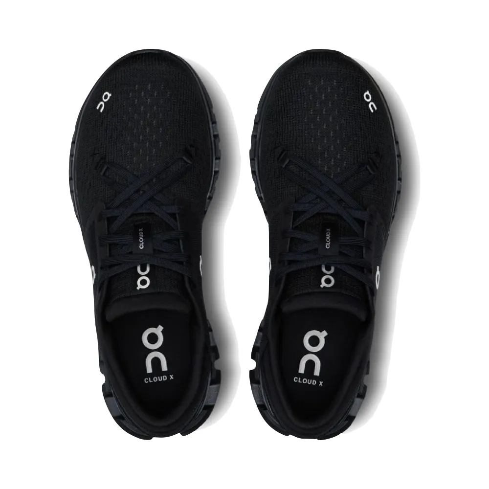 On Men's Cloud X 4 Sneaker in Black/Eclipse Running In Barefoot Shoes
