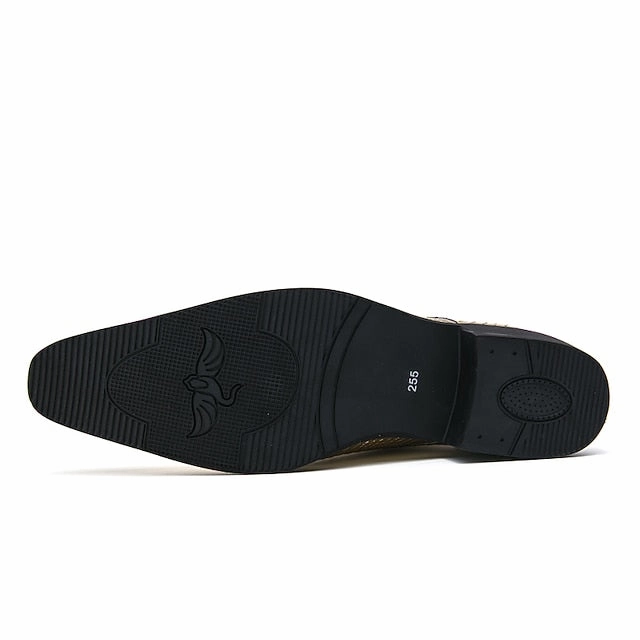 Oxford Metallic Men's Dress  Shiny Faux Gold Shoes