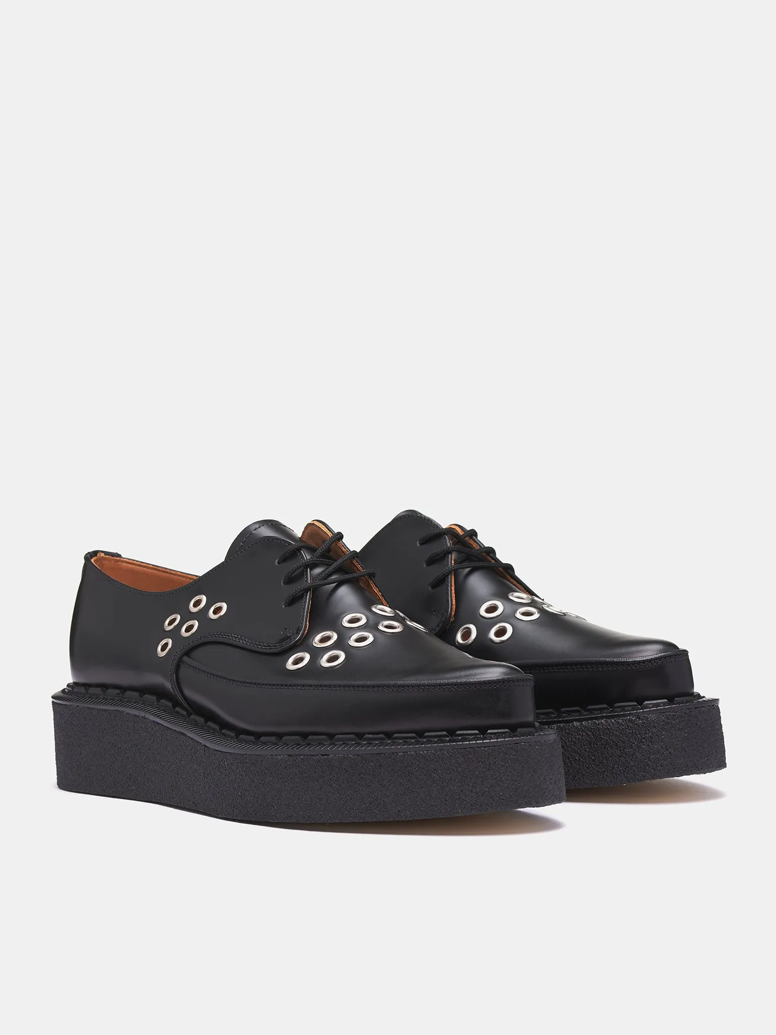George Cox Diano Creepers (PO-K102-BLACK) Pinpoint Oxford Fabric