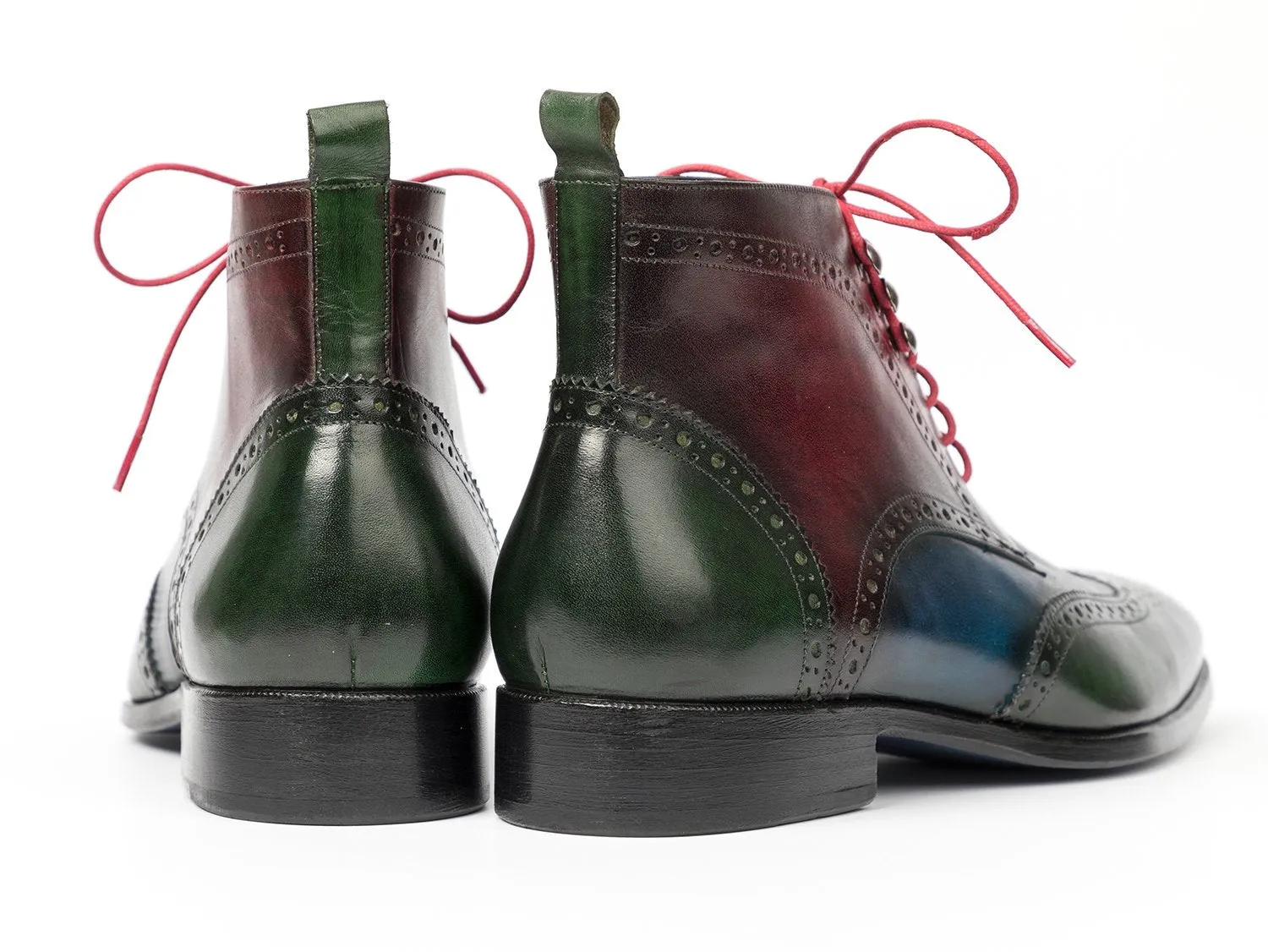 Paul Parkman Men's Wingtip Ankle Boots in Green, Blue and Bordeaux Proenza Boots
