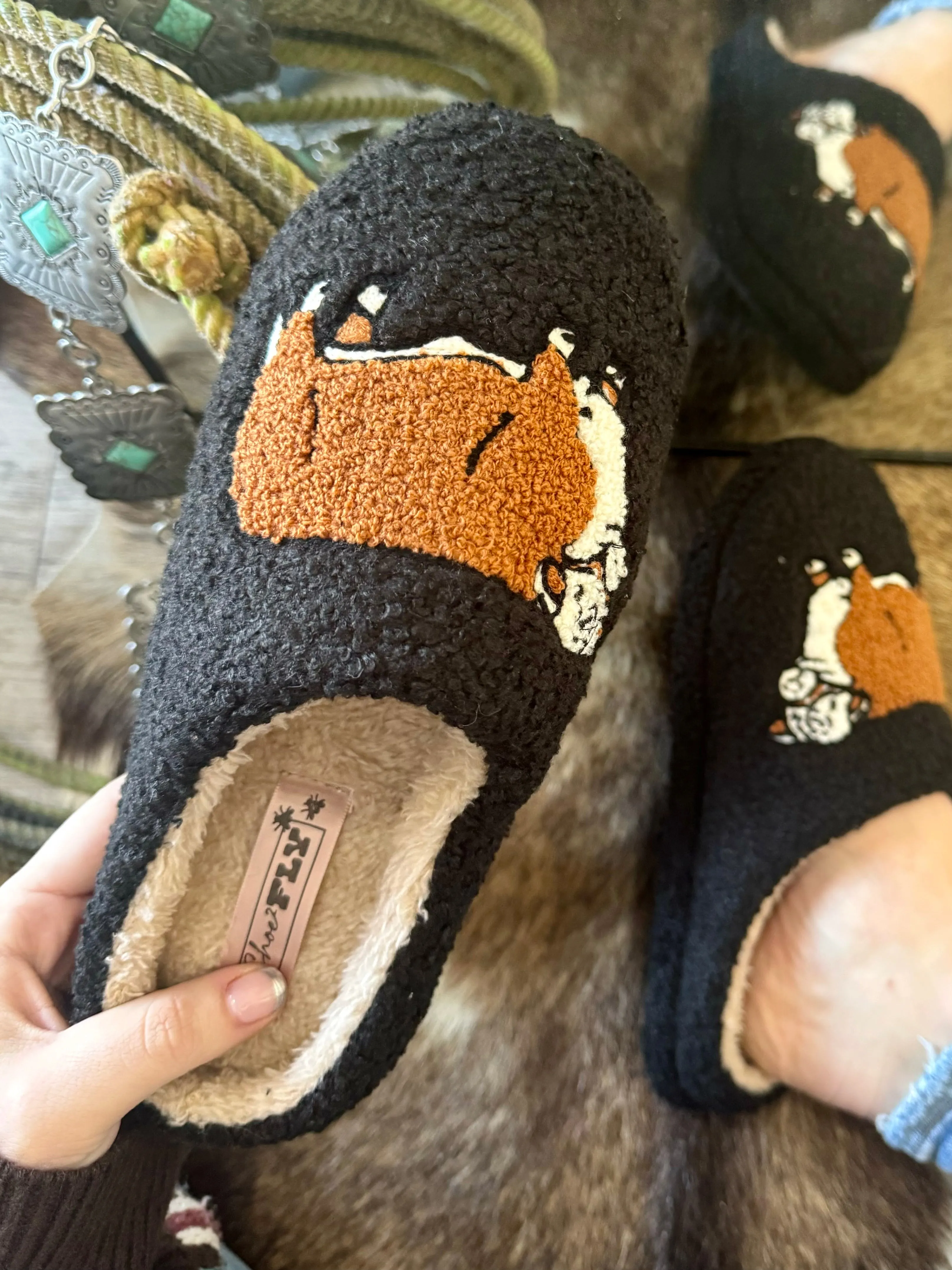 Hereford Slippers Metallic Slides