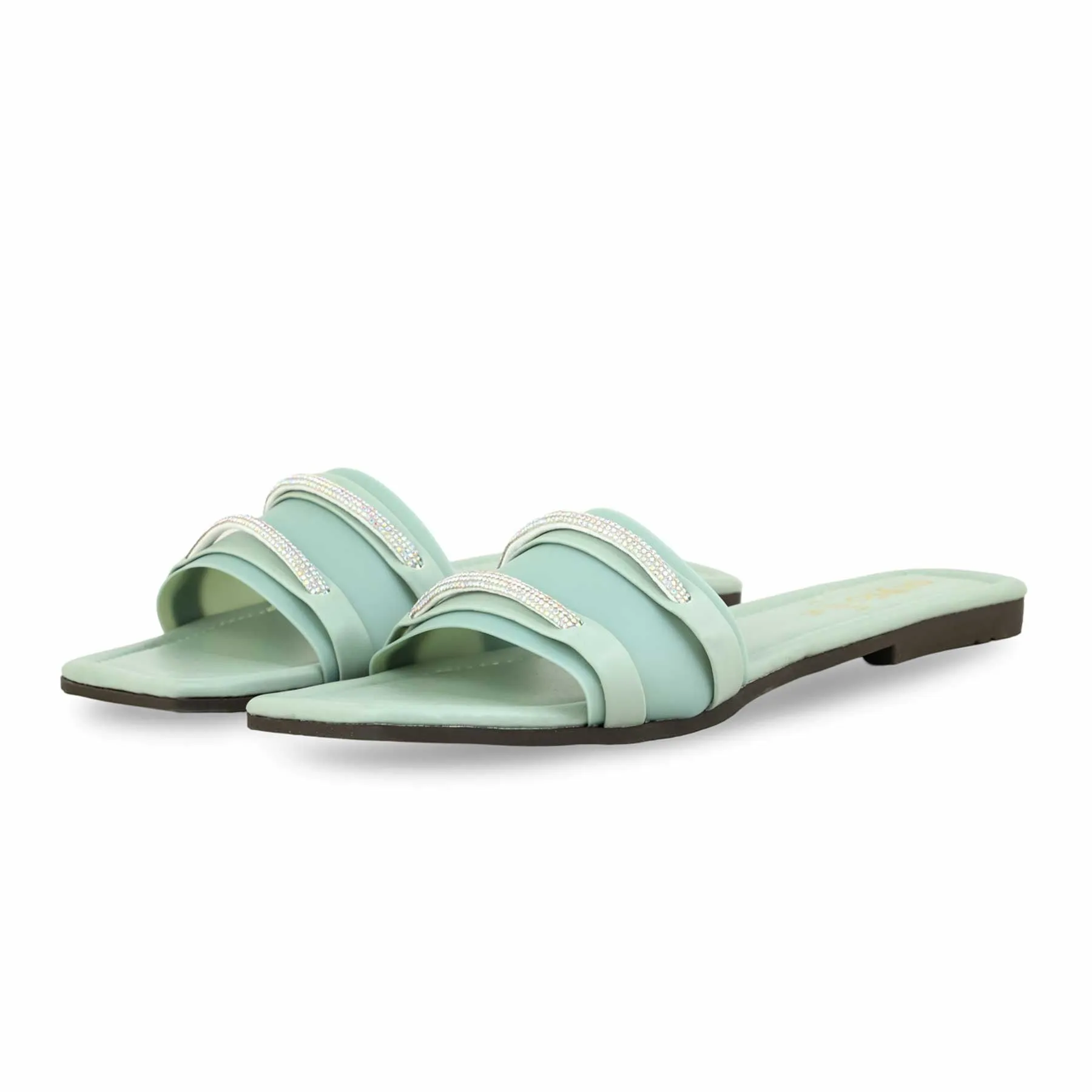 Satin Ballerina Slippers PISTAGREEN Casual Slipper CL2035