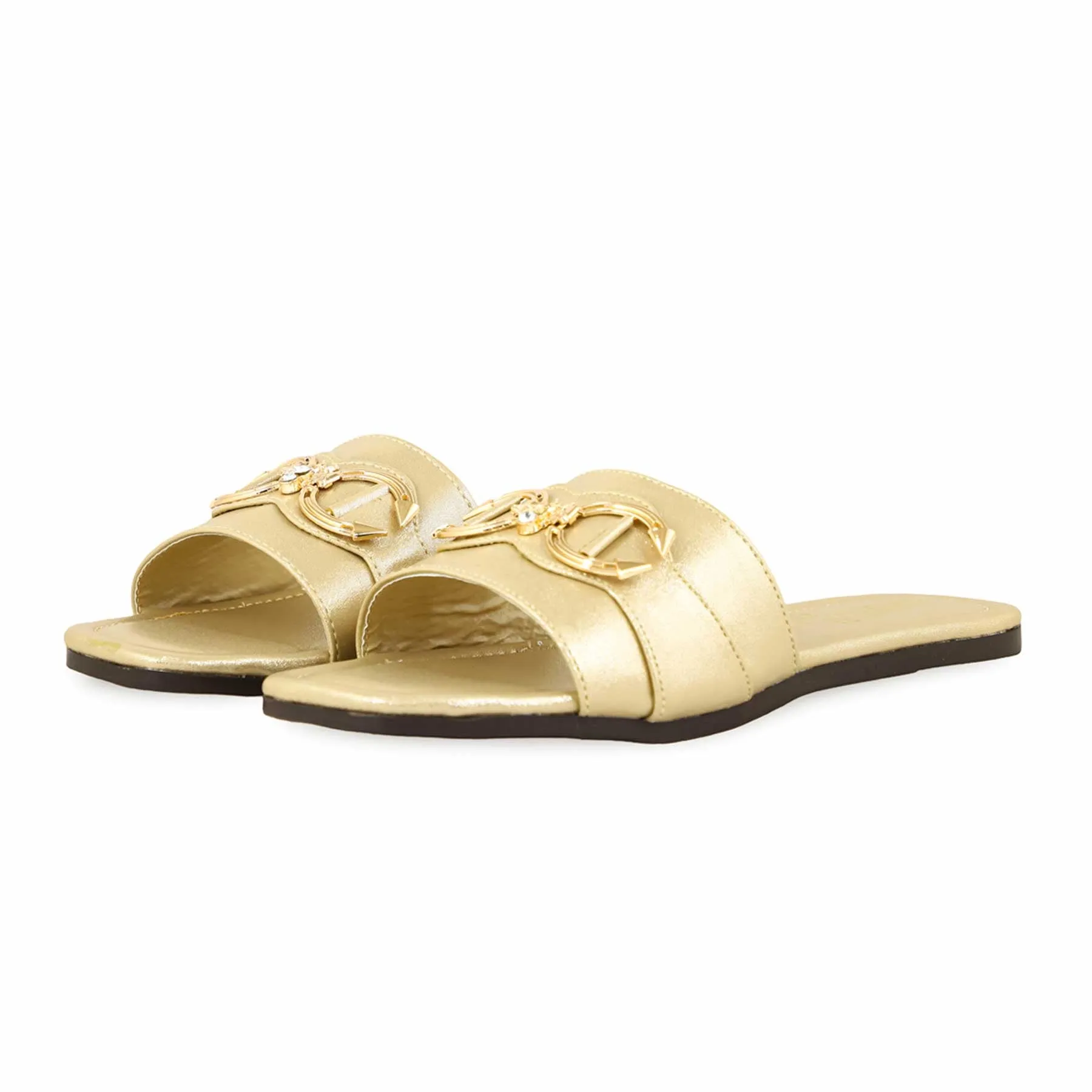 Golden Casual Slipper For Ladies CL1926 Gucci Slides Pearl