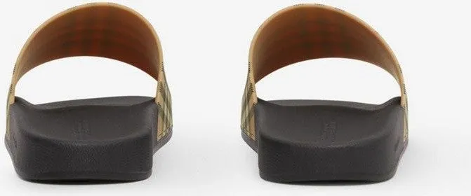 BEIGE SLIPPER WITH CHECK MOTIF Slides Athletic