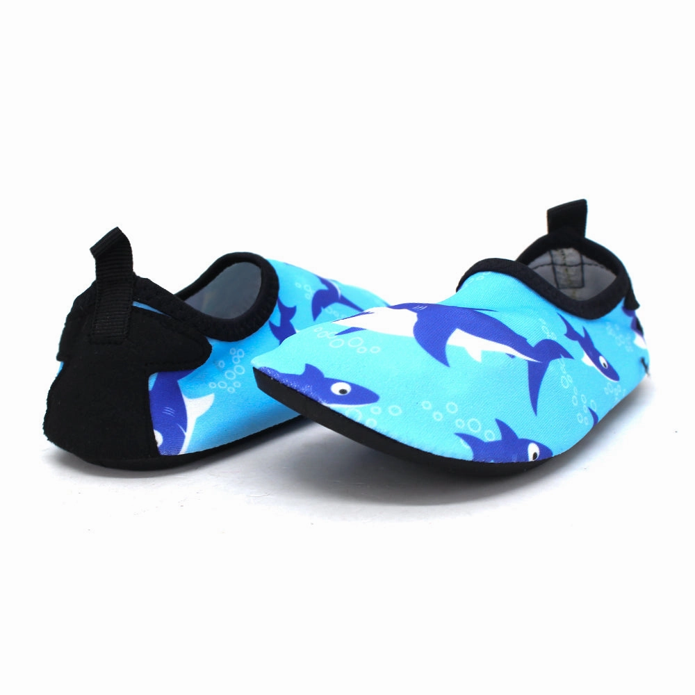 Dude Slippers Kid's Girl Sharks Printed Water Shoes,Blue