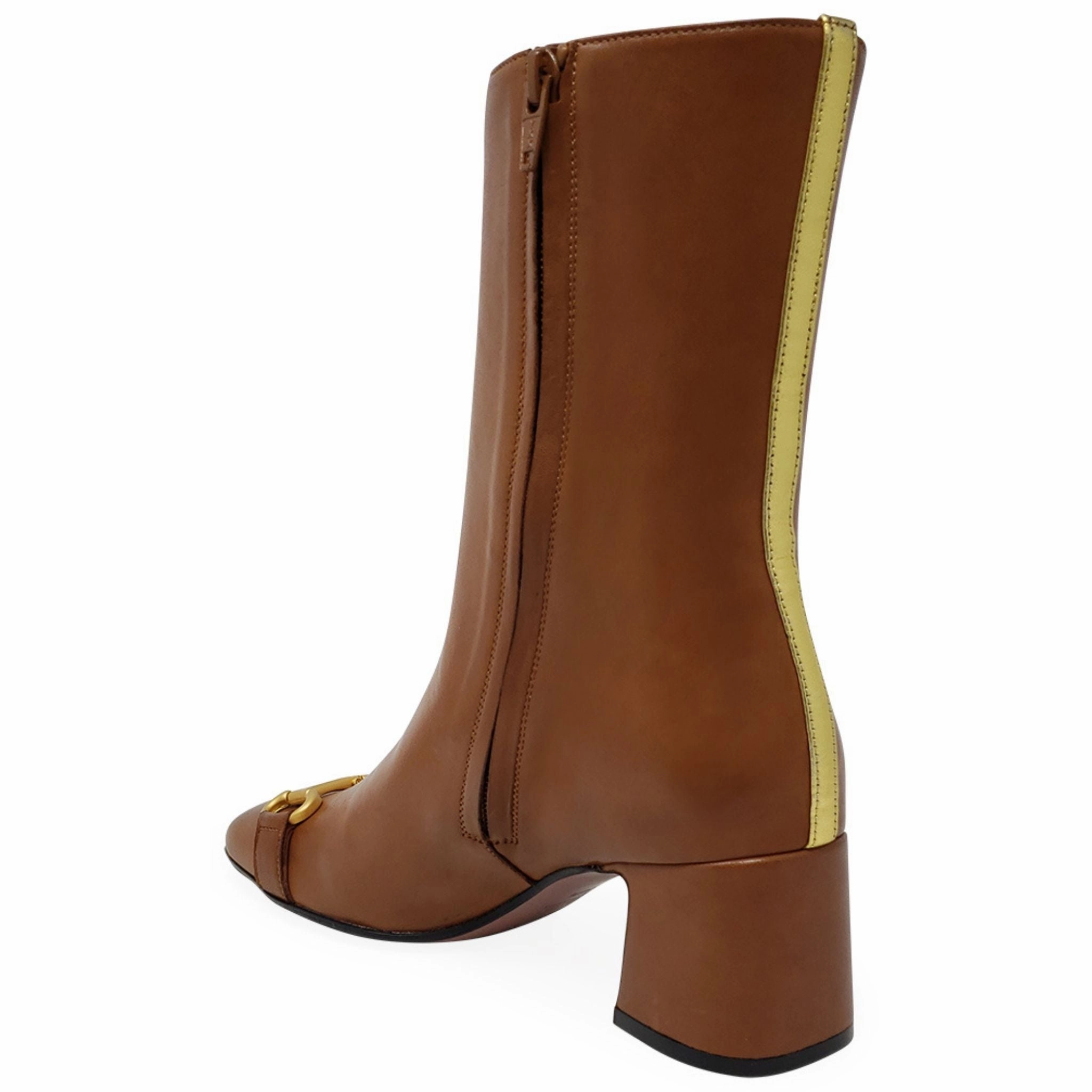 Loafers Casual Shoes Cognac Leather Back Stripe Boot