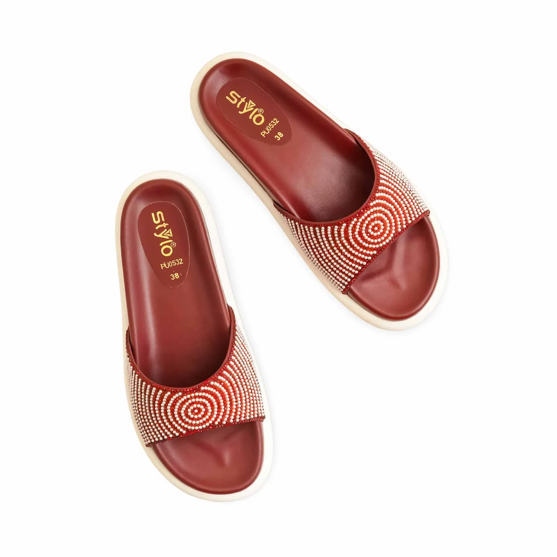 Maroon Formal Slipper PU0532 Feet Massage Slippers