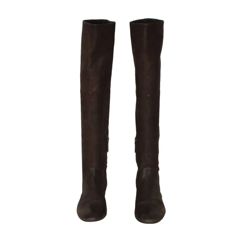 Prada Tall Leather Boots Comp Toe Work Boots