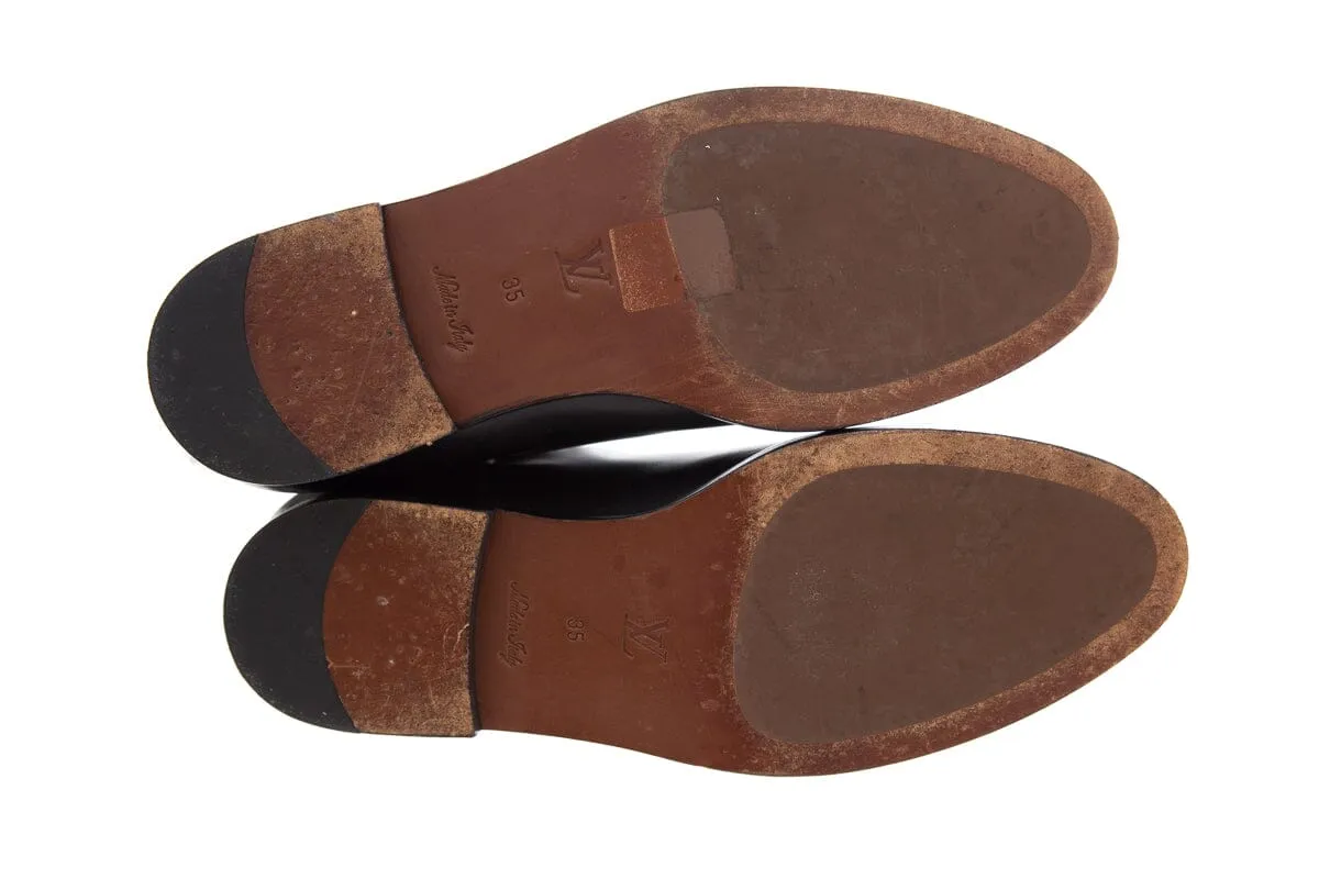 Louis Vuitton Black Leather Riding Boots SZ 35 Boots Hiking