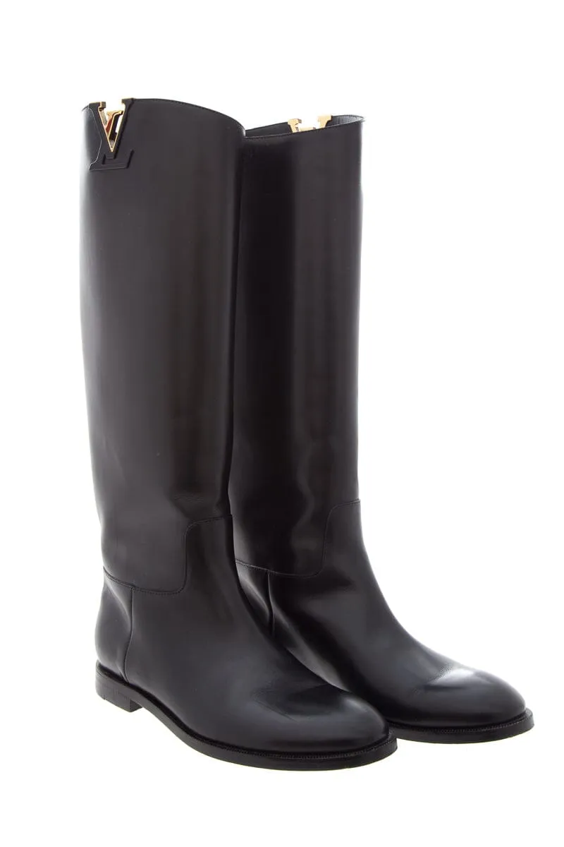 Modern Cowboy Boots Louis Vuitton Black Leather Riding Boots SZ 35