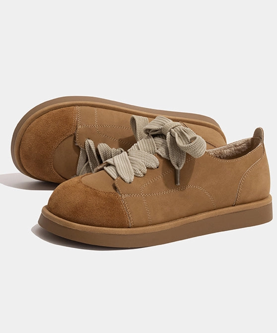 2024 New Comfortable Camel Lace Up Flats Shoes OM016 Miu New Balance