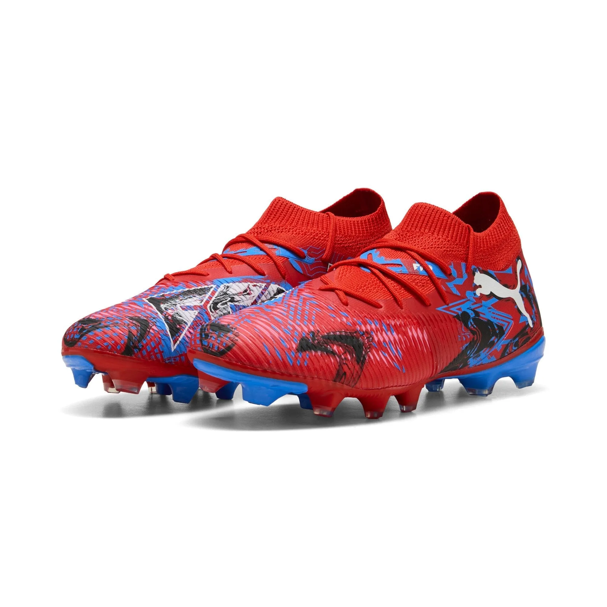 PUMA Future 8 Match Play Makers FG/AG Men's Soccer Cleats - Red/Black/Blue Cleats Soccer Defenders