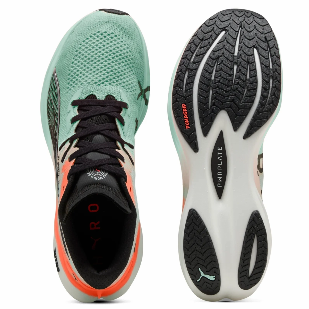 Puma Tazon 6 Fm Competition Running Shoes Puma x Hyrox Deviate Nitro 3 Running Shoes - Mens - Glowing Red/Mint Melt