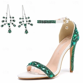 Green Ankle with Rhinestone Matching Women's Stiletto Heels New Balance 9060 Grey