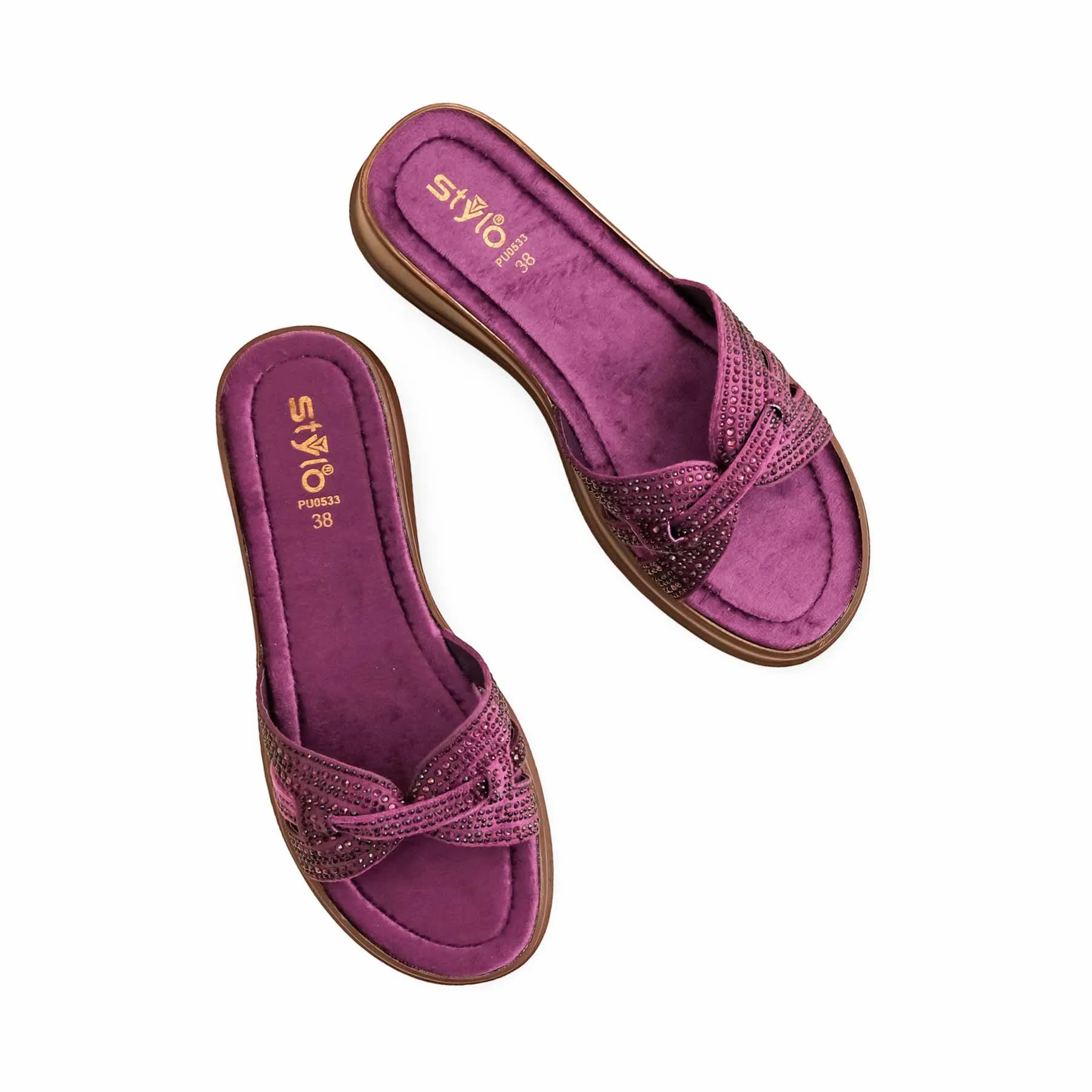 Purple Formal Slipper PU0533 Logo Slippers
