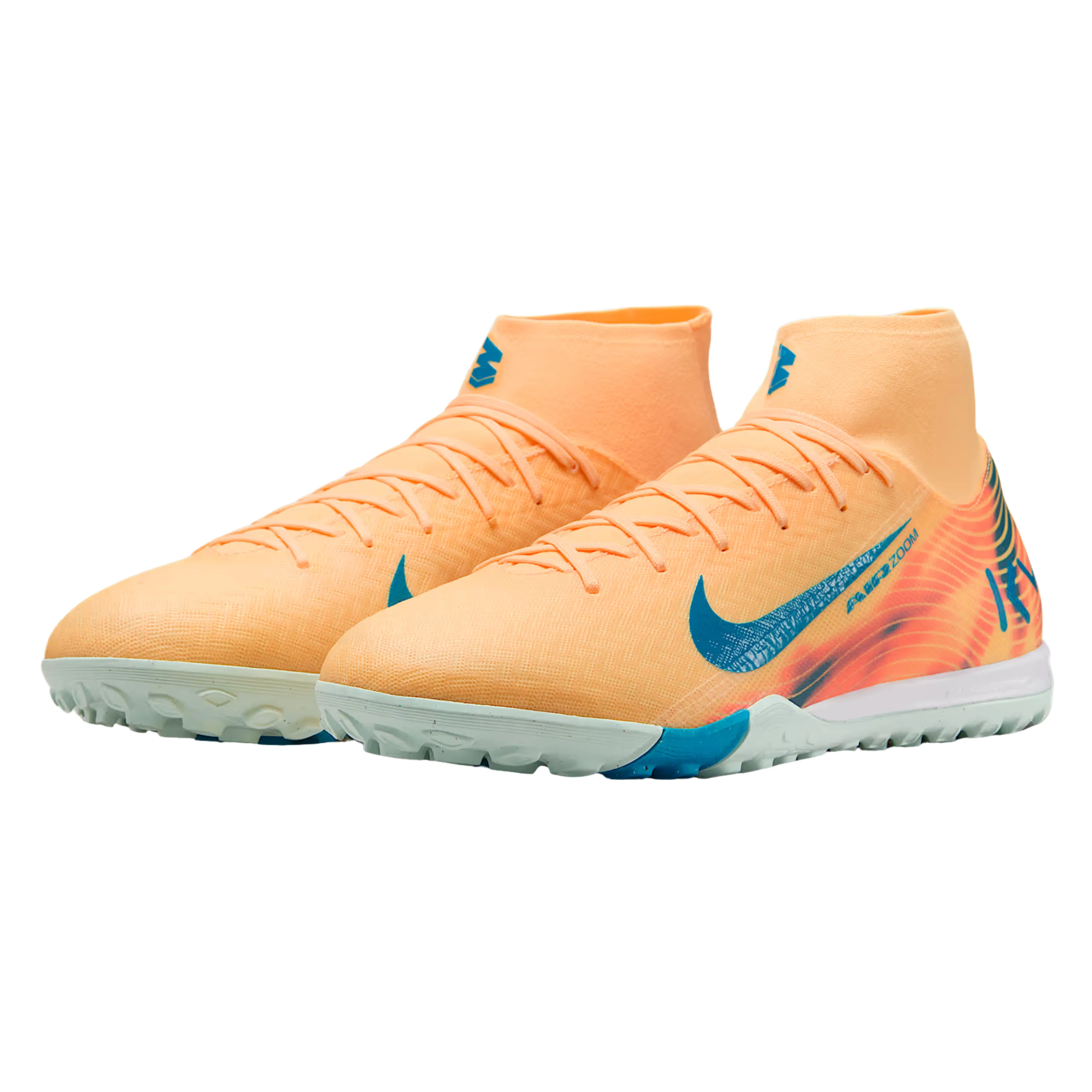 Nike Zoom Superfly 10 Academy KM Turf Soccer Shoes (Melon Tint/Neo Turq/Igloo) Copa Pure Iii League Fg/mg Soccer Cleats