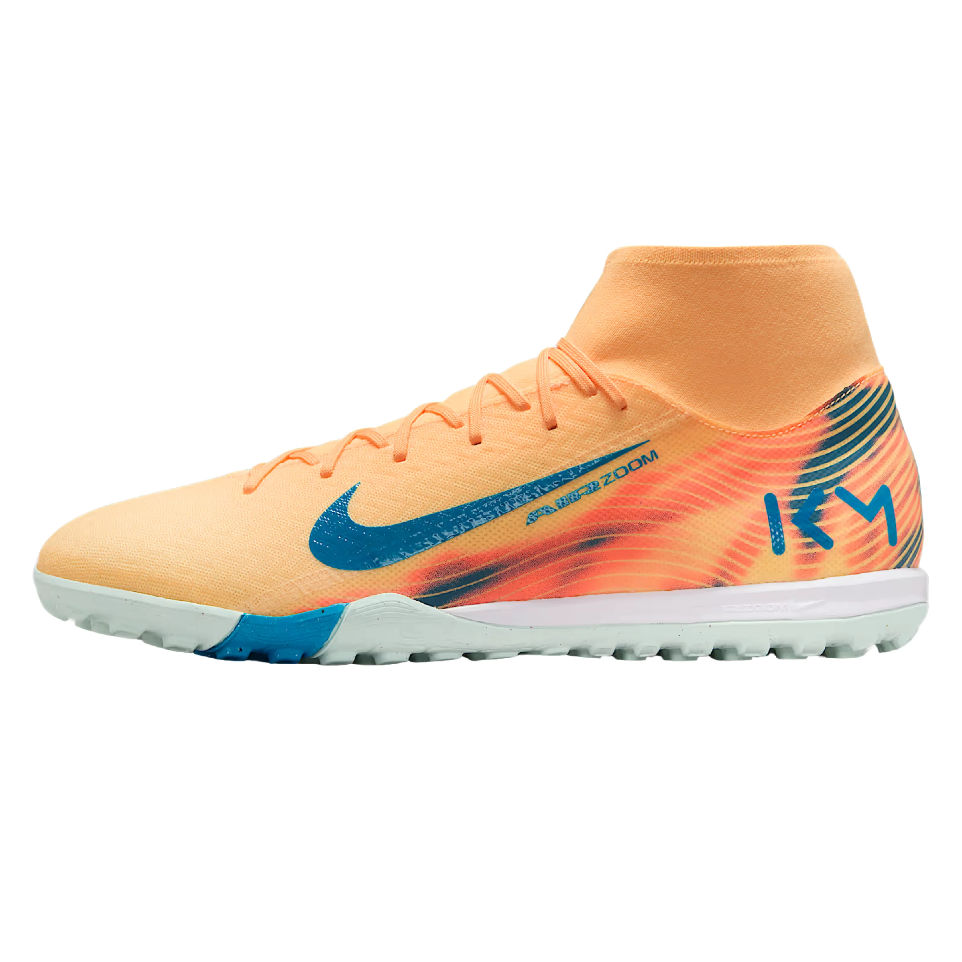 School Soccer Cleats Nike Zoom Superfly 10 Academy KM Turf Soccer Shoes (Melon Tint/Neo Turq/Igloo)