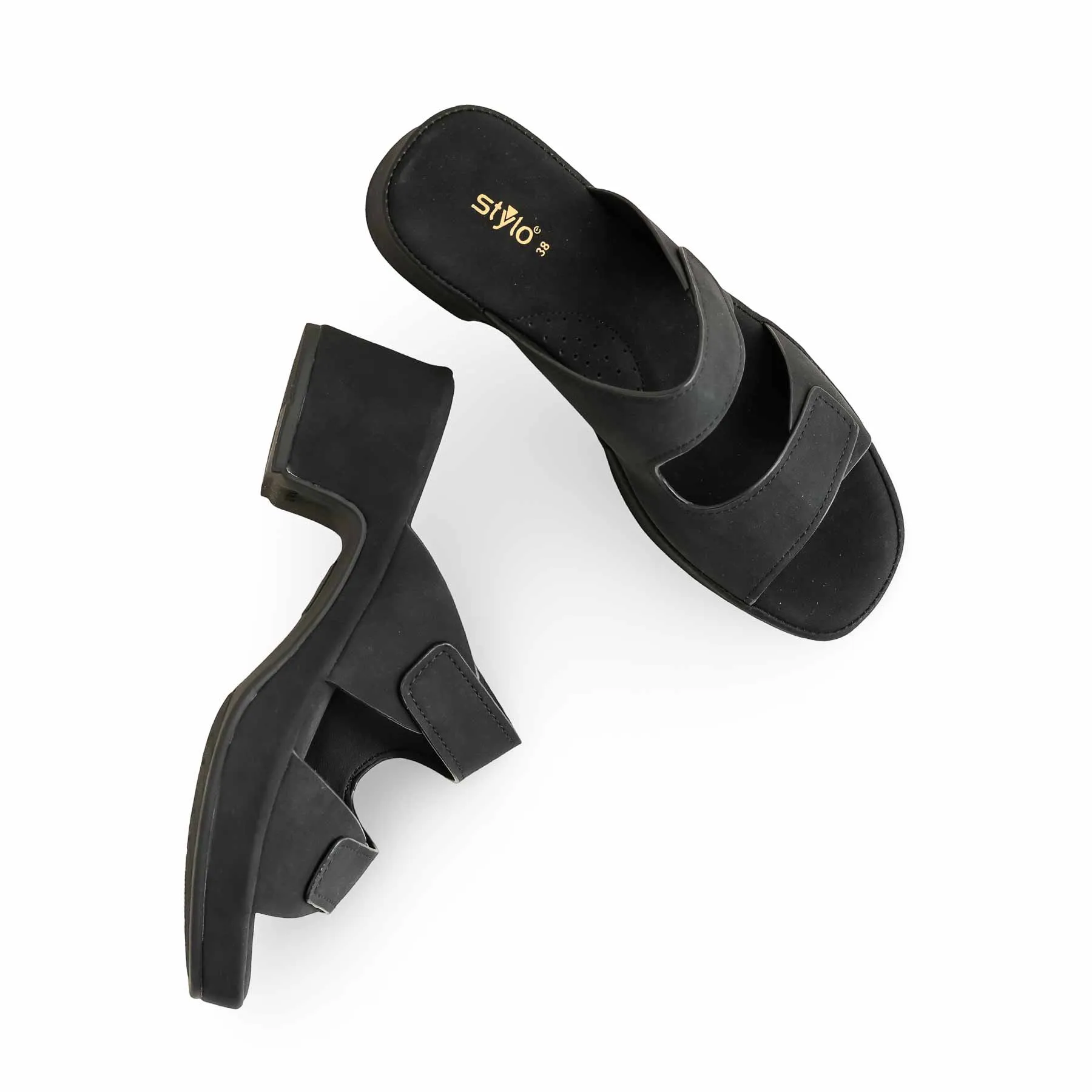 Safety Slippers For Elderly Black Formal Slipper PU0514