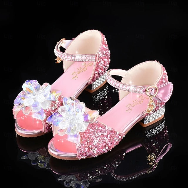 Rhinestone Flower Shoes  Glittery Girls' Crystal