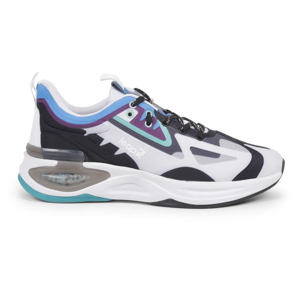 Leap7x White Sports Lacing Running Shoes For Men HANOVER-1 By Liberty Glitter Running Shoes