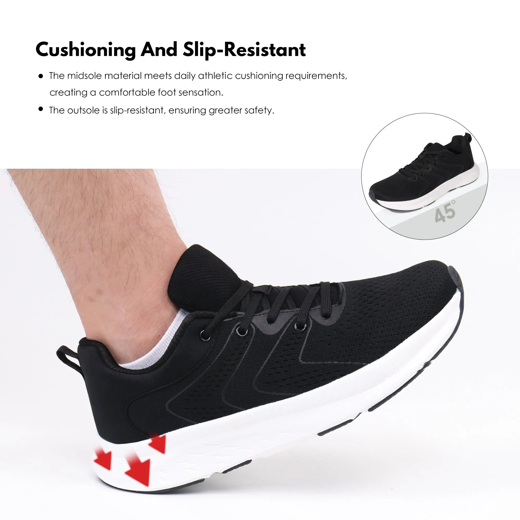 Black Sneakers Wide Toe Box-Ezra Running Shoes Cloud