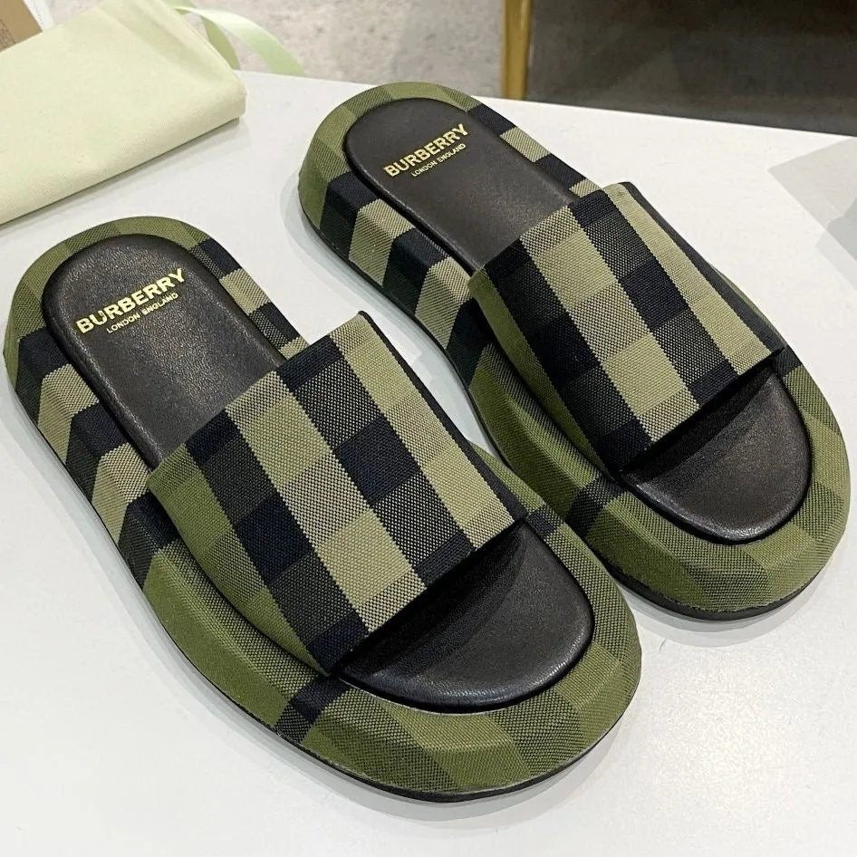 SE883 BUR Check Cotton Slides Size5-10 Durable Slippers